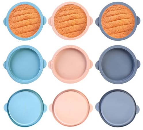 9 Pcs Air Fryer Egg Mould for Fried Eggs, 4 Silicone Ramekins for Air Fryer Pancake Moulds, Round Non Stick Muffin Tray for Cooking Baking Dessert Sandwiches Egg Poachers Rings Cake Moulds