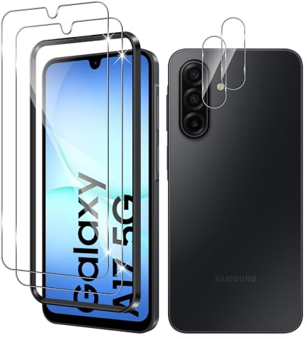 Vanrain Schutzfolie für Panzerglas für Samsung Galaxy A17 5G/4G, 2+2 Stück Panzer Schutz Glas mit Positionierhilfe und Kameraschutz, 9H Härte Schutzglas HD Klar Anti-Kratze Blasenfrei