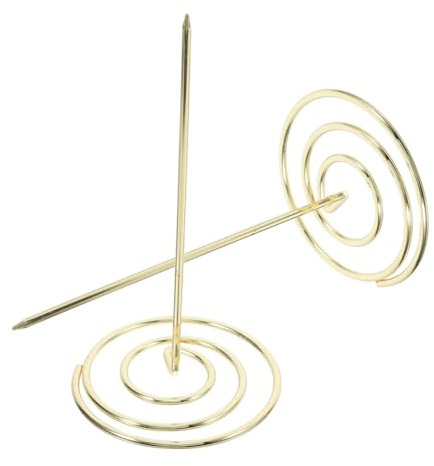 Goldener Metall Menühalter 2 Stück mit Runder Basis | Einzelsteck Stab, Multifunktionale Nutzung, für Küche und Zuhause, Kompakte Aufbewahrungslösung