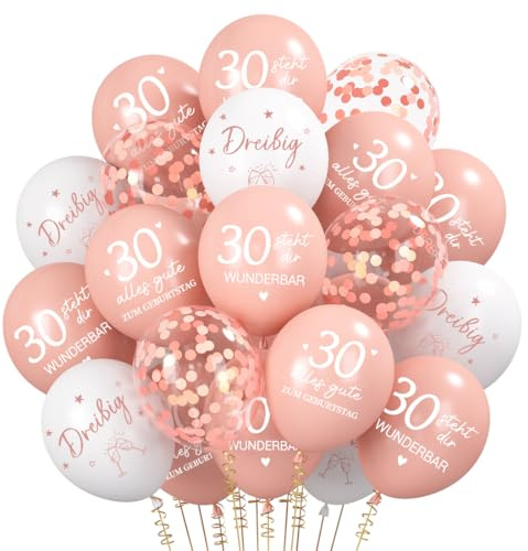 30. Geburtstag Frauen deko, 30 Stück Luftballons 30 Jahre Rosegold, 30. Geburtstag Deko Frauen, 30er Geburtstagdeko Set, Alles Gute zum Geburtstag Ballons, Party Deko Supplies, 30th Birthday Deko