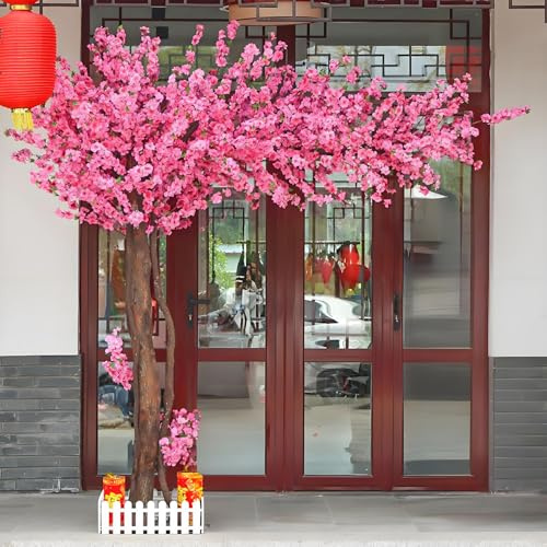 Árbol de durazno artificial, gran árbol de los deseos, impresionante planta de flores de seda de imitación para decoración de interiores, exteriores,restaurantes y centros comerciales. B:5.9*4.92ft