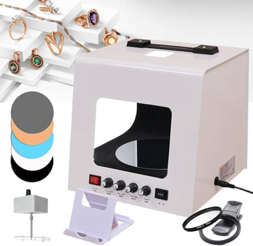 Mini Jewelry Photography Studio Kit, Softbox with 3000K-5500K Color Temperature, Black & White Background, Ideal for Small Item Professional Photos & Videos TB200
