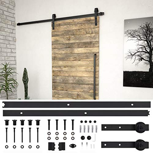 Lumanois Kit de quincaillerie de Porte coulissante SKIEN 183 cm Noir Quincaillerie pour Portes Noir,145264