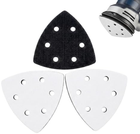 3 Almohadillas Lijado para Makita, Almohadilla Triangular 93 mm 6 Agujeros | Protección Pad Lijadora de Interfaz Suave 93 x 93 x 93 mm, para Bosch PDA 180 240 Festool Delta, para Lijadora Papel de Lija