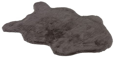 Schöner Wohnen Kollektion Hochwertiger Kunstfell Teppich flauschig - Teppich Wohnzimmer - Hochflorteppich Lammfell Schaffell - Dekofell Shape grau 60 x 90 cm