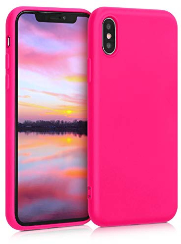 kwmobile Housse Compatible avec Apple iPhone X Coque - Housse de téléphone Souple et Fine en TPU Silicone - Rose Fluo