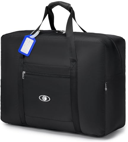 BAGZY Handgepäck Tasche 55x40x20 Faltbar für TUI Airways Lufthansa Ryanair, 45L Groß Reisetasche Flugzeug Leicht Wasserdicht Sporttasche Gym Duffle Bag für Weekender Krankenhaustasche Herren & Damen