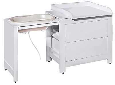 ATB - Mueble infantil 3 en 1 con bañera y manguera, color blanco