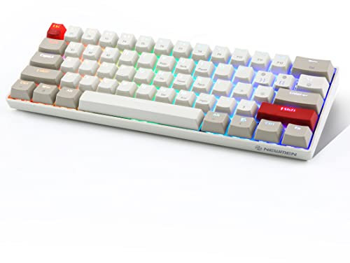 Newmen GM610 Clavier de Jeu mécanique 60% remplaçable à Chaud supplémentaires, rétroéclairé RVB, Touches programmables complètes pour Windows/Mac/Android (Blue Switch)