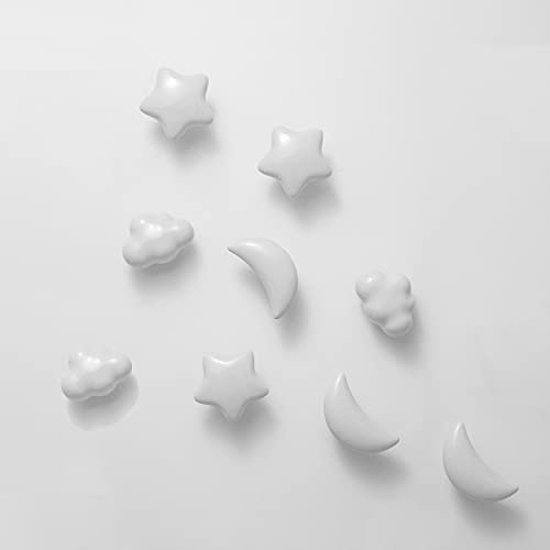 ZXDDD 9 Pcs MöBelknöPfe,SchrankknöPfe,KnäUfe,Keramik MöBelgriff,FüR Kommode Griffe,SchranktüRgriffe,Kinderzimmer/Kinder Schubladen Knopf,Mit Schrauben,Sterne,Wolken,Mond**