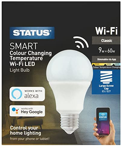 Status 9W Smart WiFi Led Gls Light Bulb Edison Screw Cap