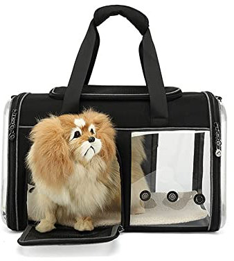 Hundetransportbox Hundetasche Hundebox Faltbare Kleintiertasche Faltbare Hundetragetasche Katzentragetasche Black 48X29X30cm