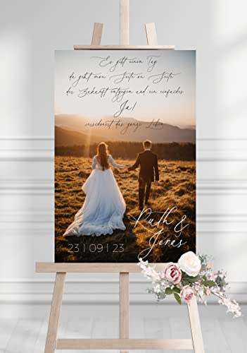 Manschin-Laserdesign Willkommensschild Aluverbund personalisiert - selbst gestalten - Made in Germany - Welcome Willkommen Schild für Hochzeit, Geburtstag und alle Anderen Feste (Aluverbund, 45x30cm)