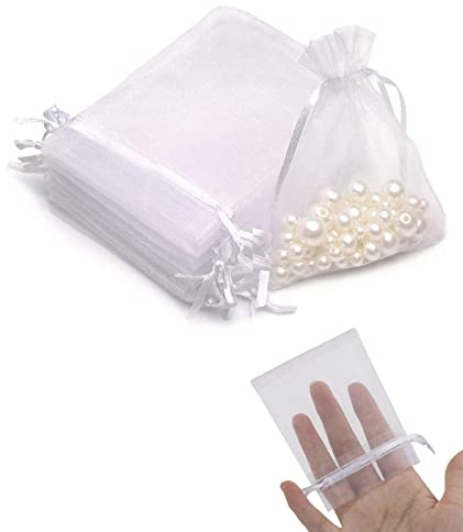 LICHUANUK Lot de 50 sachets en organza pour bonbonnières, communion, mariage, anniversaire, Noël, cadeau de bonbons, avec cordon, mariage, anniversaire, 7 x 9 cm
