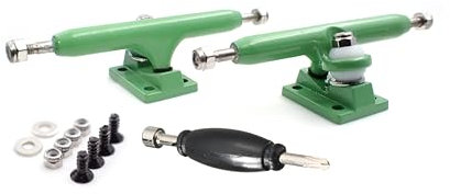 SPITBOARDS 34mm Fingerboard Pro Trucks by, Real Lock-Nuts, Rubber O-Ring Urethane Bushings, Optimized Hanger, Width 34 mm, for Fingerboard Tuning & Assembling (Green)