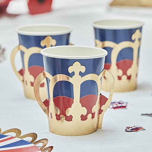 Ginger Ray Union Jack Coronation Party Paper Cups - 8 Pack