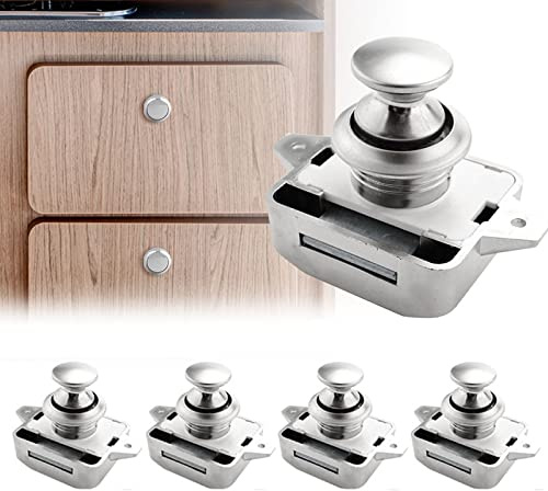 Opaltool 5PC Push Button Drawer Lock,15-18mm Keyless Push Button Door Lock for RV Boat Yacht Campervan Cupboard Door Cabinet