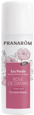 PRANARÔM - Eau Florale de Rose de Damas BIO - Format Voyage 50 ML - Tonifiant, Ravive l'éclat de la peau - Hydrolat 100% Pur et Naturel