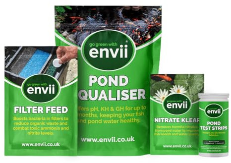 Envii Pond Parameter Treatment - Test, Monitor & Correct Pond Water pH, KH, GH, Nitrate & Nitrite Levels (Treats 5,000L)