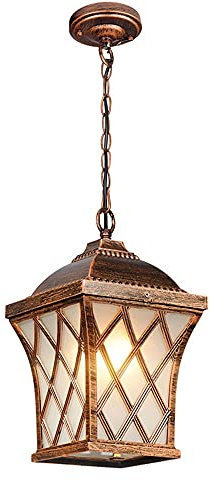HWSY E27 Extérieur Simple Lustre Jardin Pavillon Couloir Cour Extérieure Balcon Lumières Couloir Lumières Européenne Étanche Plafonnier Suspendu (Couleur : Bronze) Interesting