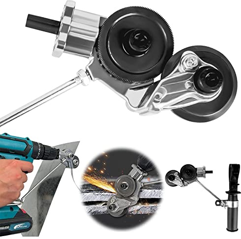 Electric Drill Plate Cutter, Metal Nibbler Drill Attachment with Adapter, DIY Metal Electric Drill Attachment, Easy to Use Sheet Metal Knife for Cutting Stainless Steel, Aluminum, Plastic