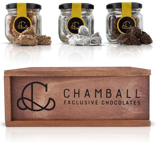 Caja de Chocolates para Regalar, 15 Trufas de Chocolate Belga con: Champagne, Whisky y Pedro Ximenez, Rocas de Chocolate ideal Caja regalo Chocolate con Trufas Magicas, Chocolate box de CHAMBALL