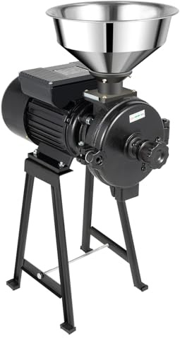 JAYEUW Getreidemühle Elektrisch 2200W Kornmühle Maschine mit Trichter 1400R/min Schleifmaschine Kommerzielle Einstellbarer Stärke, Einmalige Zellstoffgewinnung für Reis Mais Getreide Kaffee Weizen