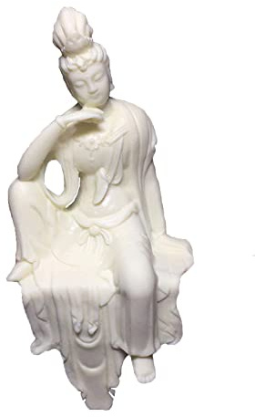 ZEBEYE Sculpture Chinoise Feng Shui, Statue de la déesse de Guan Yin, Figurine de méditation Quan Yin, Petite Statue de Kuanyin, Ornement for décorer Le Bord de Votre étagère de Bureau