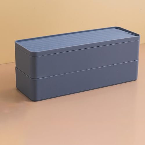 STARRY G Double Layer Cable Tidy Box with Lid, 14 Grids Cable Organizer Box, Large Cable Storage Box for Wire/Charger Plug/Power Strips, Cable Management Box (Free 3M Cable Ties Roll)