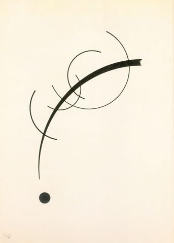 Wassily Kandinsky - Freie Kurve auf den Punkt - Poster Kunstposter Druck - 50x70 cm + 2 St Posterleisten Holz 61 cm schwarz