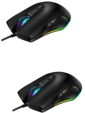 Gadpiparty 2pezzi Mouse Gaming Ergonomico Usb Con Illuminazione Rgb Pulsanti Programmabili Dpi Regolabili Compatibile Con Pc e Laptop Design Confortevole Per Giocatori e Ufficio