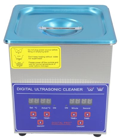 Máquina de Limpieza por Ultrasonidos, Limpiador Ultrasónico Industrial Multifuncional Pantalla Digital LED Temperatura Ajustable 2L para Medidores para Desengrasar (Enchufe UE