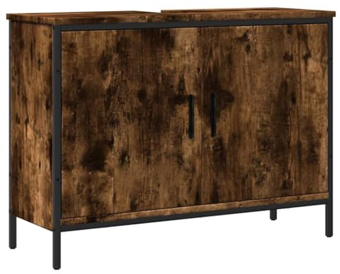 vidaXL Tvättställsskåp rökfärgad ek 80x30x60 cm konstruerat trä, tvättställsskåp, vaskskåp, tvättställsunderskåp, badrumsskåp, handfatsskåp