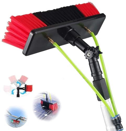 Teleskop Waschbürste Mit Wasseranschluss, 30 Cm Bürstenkopf, Ideal For Hausaußenwände, Photovoltaikmodule Und Wohnmobile