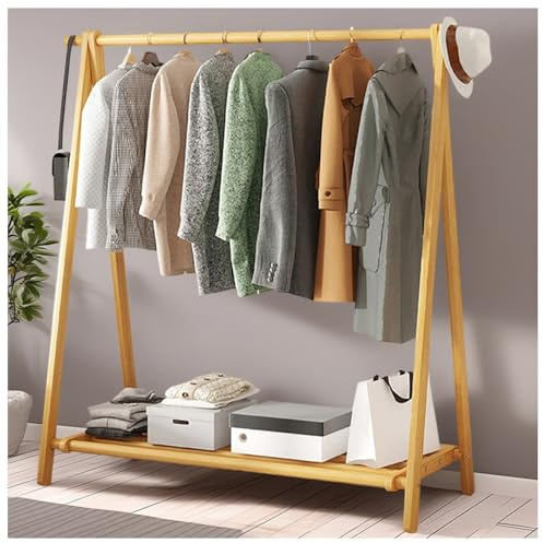 BEARQUN kleiderständer aus Holz - kleiderständer aus Massivholz mit Hutablage - Garderobenständer mit Haken - kleiderständer klappbar - bis 80 kg - für Flur, Wohnzimmer - 60/80/100/120CM