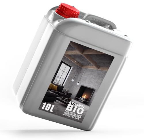 10L Premium Bioethanol 96,6% Rein - 10 Liter ökologischer Brennstoff für Ethanol-Kamine, saubere Verbrennung, rauchfrei, lebendige und stabile Flamme (Geruchlos)