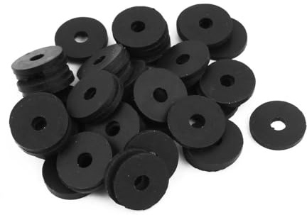 TOP-VIGOR 50Pcs Rubber Flat Washers, 18mm OD 5mm ID 2mm Thickness Heavy Duty Black Rubber Grommet Vibration Damping Pads Sealing Gasket Washers for Faucet Pipe Water Hose Fastener Bolt