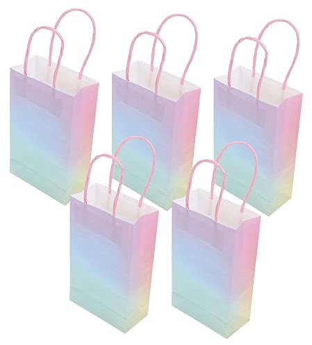 minkissy 5stücke Papiertüten als Geschenktüten mit Henkel für Mitgebsel und Gastgeschenke Reißfest und Langlebig als Einkaufstüten oder Partygeschenke Geeignet