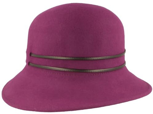 Breiter Damen Filzhut Glocke 100% Wolle Hut in Glockenform Wollfilzhut Lila M
