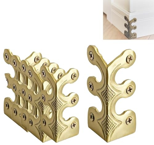 Solid Brass Skirting Board Corner Protectors, 2026 Upgrade Baseboard Corner Protectors (Gold,6Pcs)