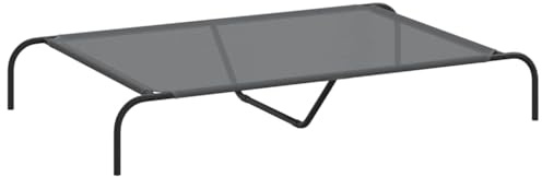 vidaXL Hundebett Erhöht Grau 130x80x20 cm Textilene und Stahl