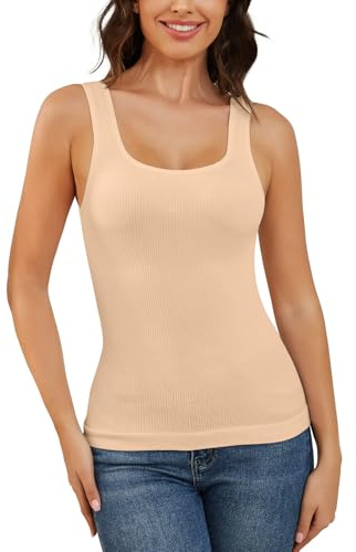 MISS MOLY Shape Canottiera da Donna Snellente Addominale Shapewear Top Senza Cuciture Modellante per Donna Reggiseno Modellante Body Shaper Canotta a Compressione Camisetta, beige., XXXL