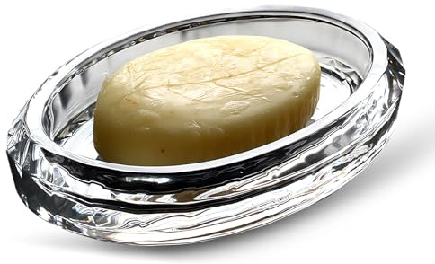 Glas-Seifenschale, Glasschwamm Schüssel Halter Box, Oval | Glasschwamm Schüssel Halter Box für Dusche, Robust Soap Box für Badezimmer, Küche, Zähler, Dusche Hält Seife Trocken