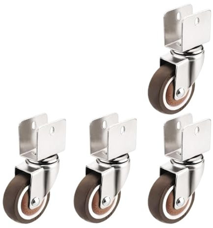 (4er-Pack) Leises 2-Zoll-U-förmiges Sperrholz-Weichgummi-Möbelbett-Universal-Lenkrollenzubehör(18mm-A)