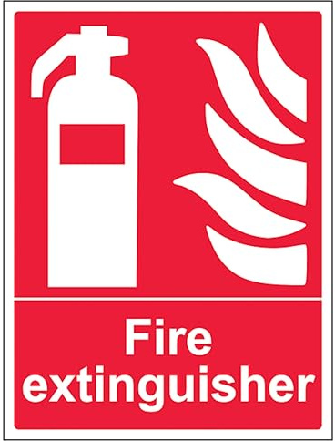 V Safety Fire Extinguisher - Portrait 200 x 300mm - 2mm Rigid Plastic Safety Sign