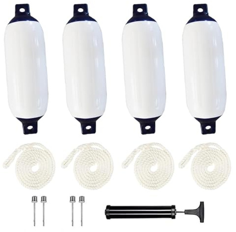 Defensas Para Barcos,Juego De Guardabarros 4 Pcs(Incluidos Los Conductos De Guardabarros),Incluye Bomba,Cuatro Pasadores De Aire,Anticolisión,Para Embarcaciones De Menos De Tres Metros(40 x 11 cm)