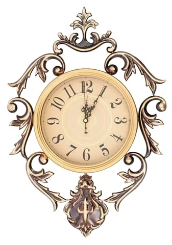 HOMEONENIC Retro Metall Wanduhr Vintage Eisenkunstwanduhr im Retro-Stil Dekorative Wanduhr für Schlafzimmer/Wohnzimmer Vintage Bronze Gold Einseitige Innenuhr im antiken Stil (37.5x54cm)