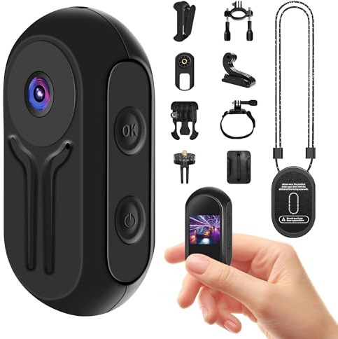 NinjaCam Caméra Sportive 1080P, Caméra d'action Magnétique, Camera Vidéo Sportive avec Clip Rotatif 360°, Caméra Casque pour Moto, Minicaméra Corporelle, Accessoires Multifonctions