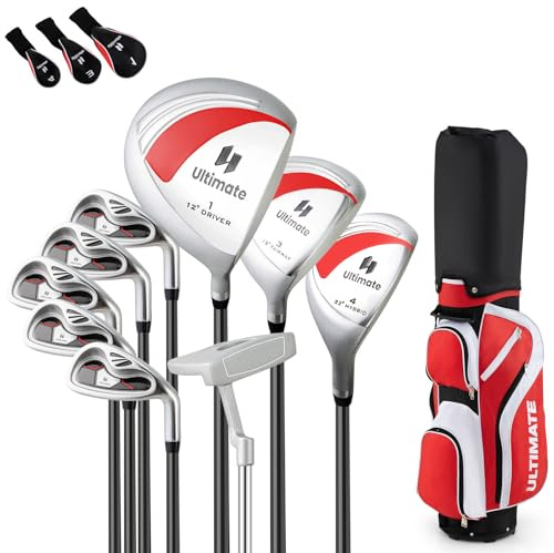 LIFEZEAL Set completo da golf da donna, set di mazze da golf con borsa da golf per destrorsi, set di mazze da golf con pilota 1#, Fairway 3#, ibrido 4#, ferro zinco 6-9#, ferro P#, putter (rosso)