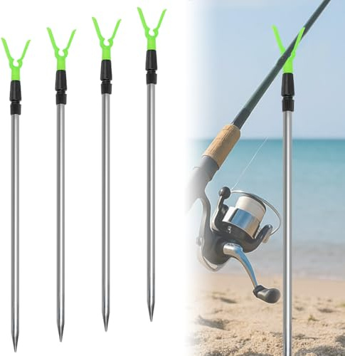 Huucozn 4 PCS Soportes para Cañas de Pescar Telescópicos 50-80 cm | Soporte Extensibles para Pesca en Playa, Río y Barco | Ajustable Soportes de Aleación de Aluminio y ABS para Pesca